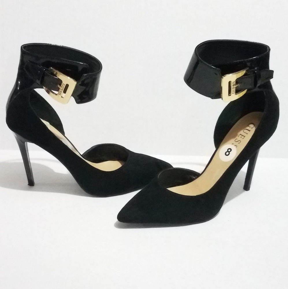 Guess ankle strap pointed toe heels, size 8